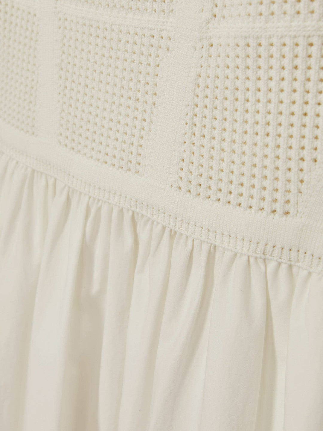 Women Perforated-Knit Cotton-Skirt Midi Dress in Ivory