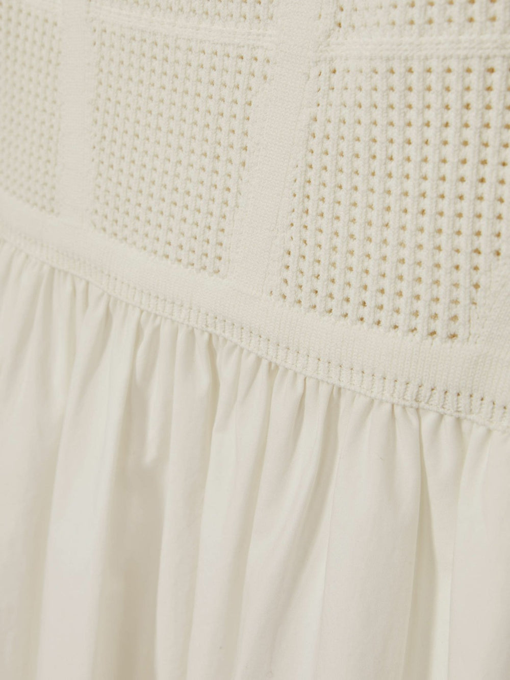 Women Perforated-Knit Cotton-Skirt Midi Dress in Ivory