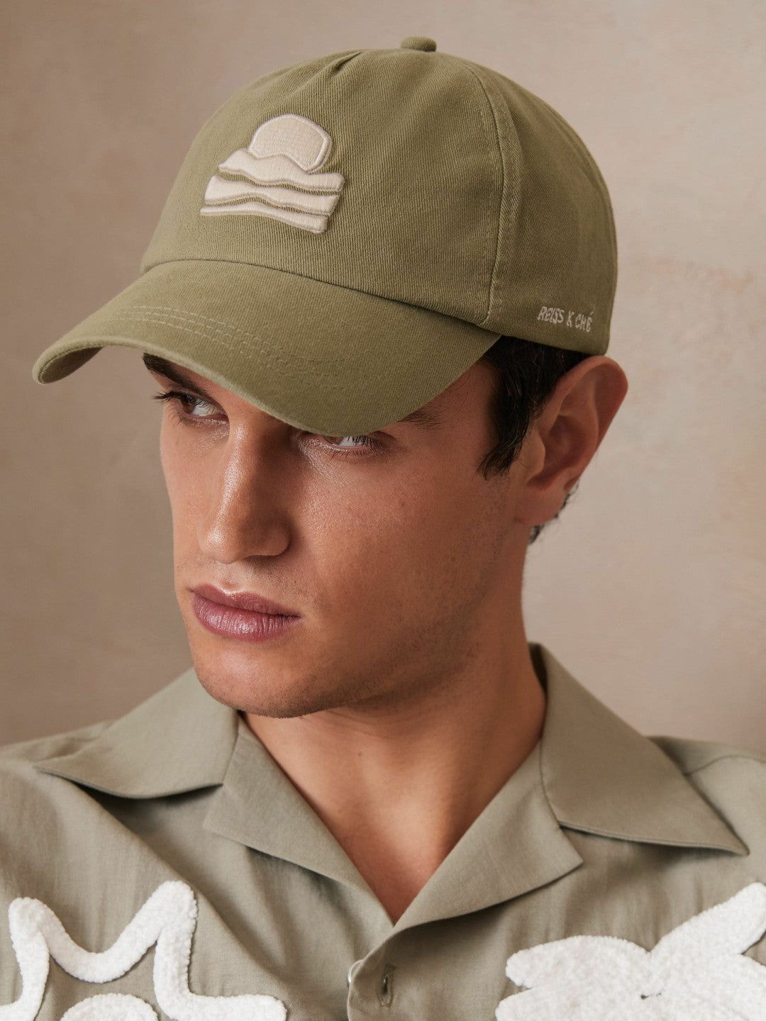 Men Sunset-Embroidered Cap in Washed Sage
