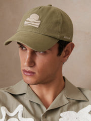 Men Sunset-Embroidered Cap in Washed Sage