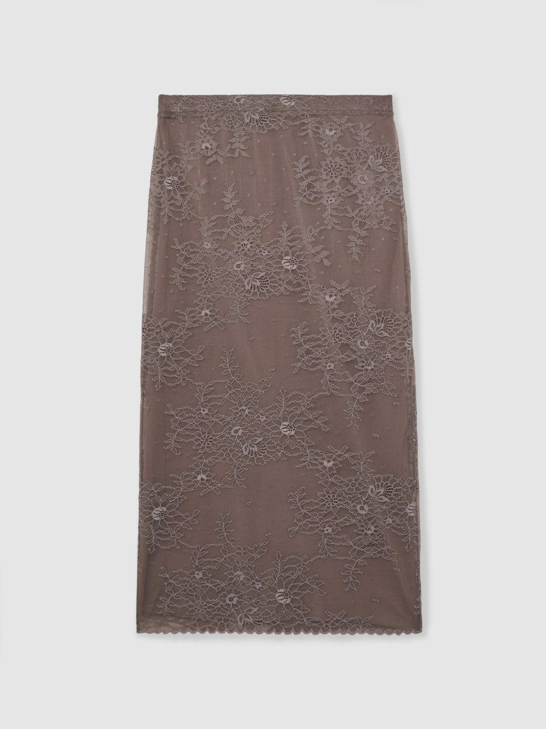 Women Lace Pencil Skirt in Taupe Brown