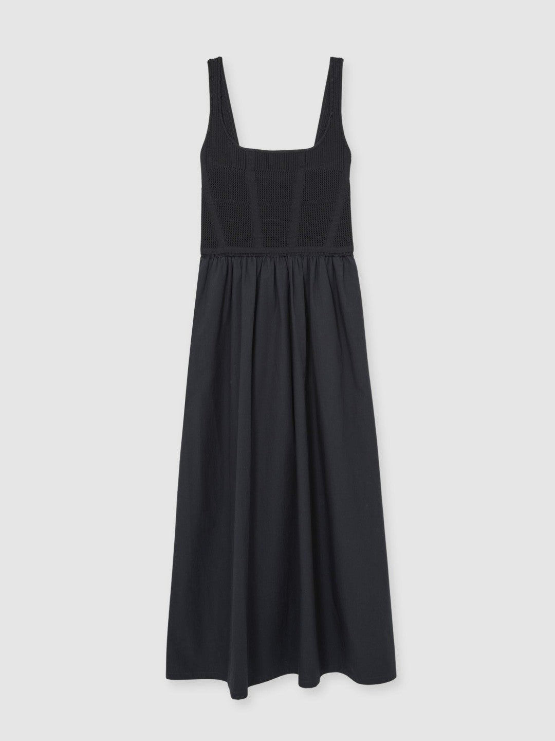Women Perforated-Knit Cotton-Skirt Midi Dress in Navy