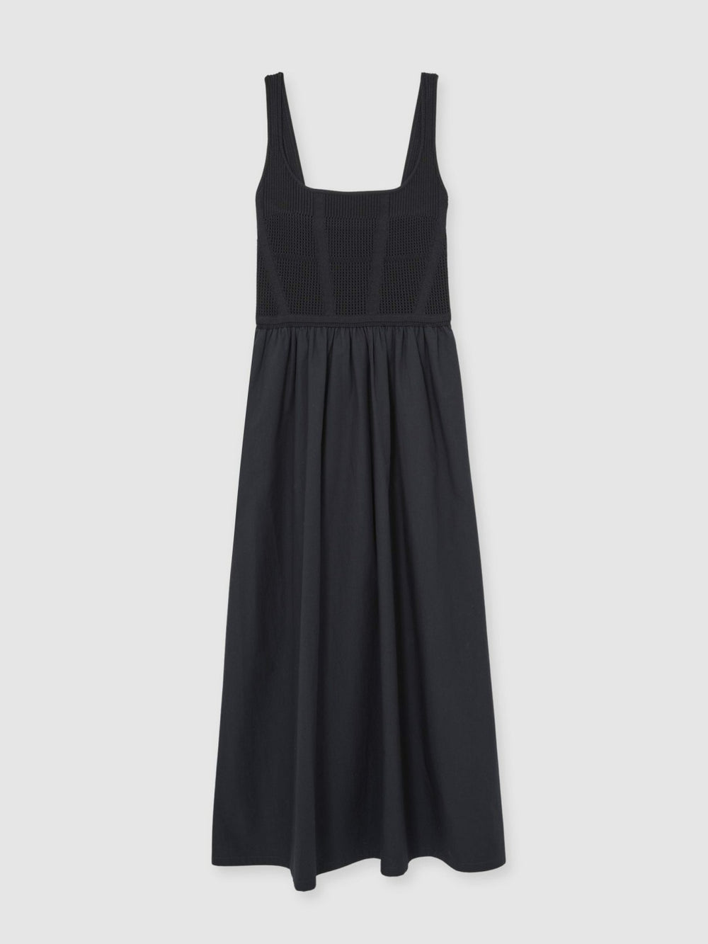 Women Perforated-Knit Cotton-Skirt Midi Dress in Navy
