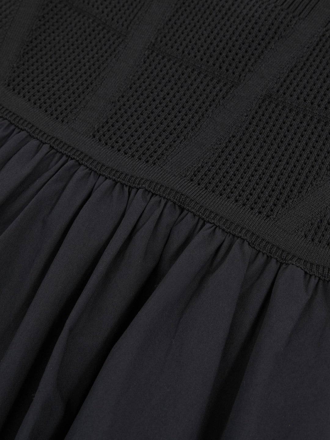 Women Perforated-Knit Cotton-Skirt Midi Dress in Navy