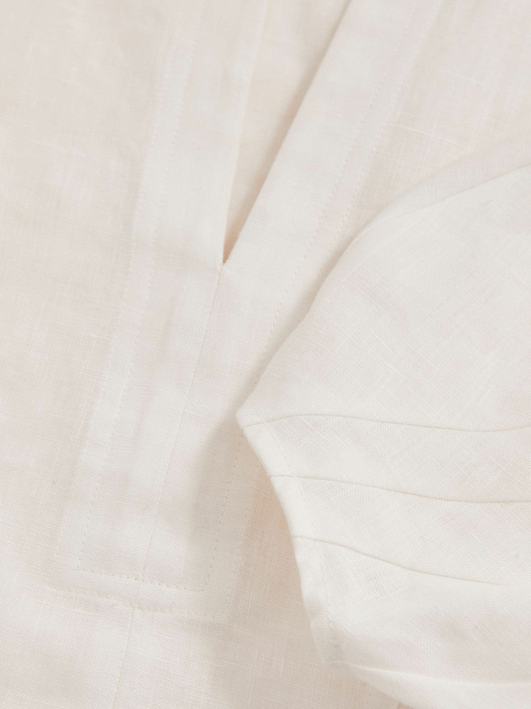 Women Linen Balloon-Sleeve Top in Ivory