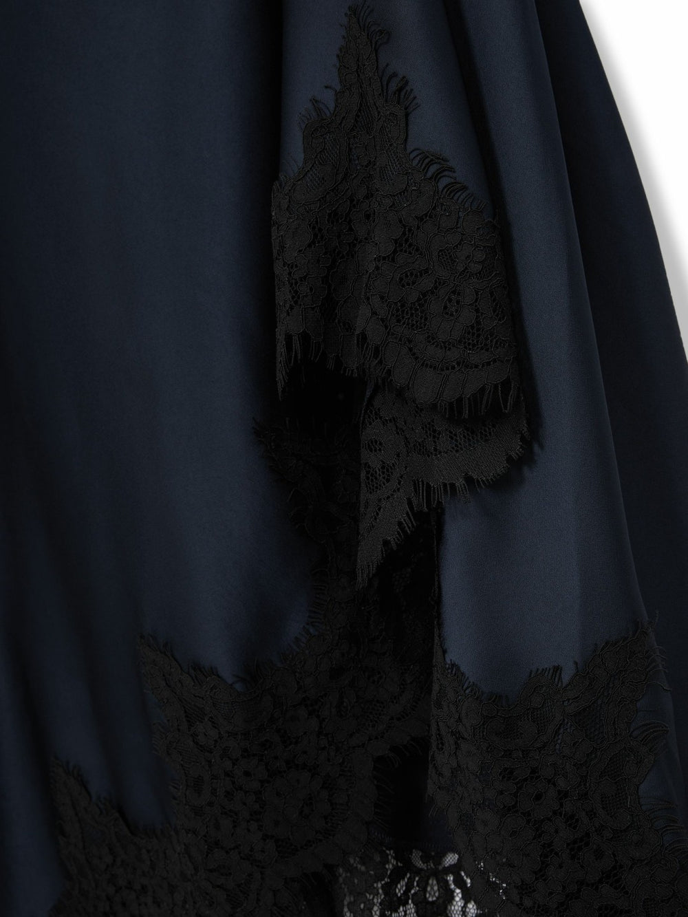 Women Satin Drape Lace-Trim Dress in Navy