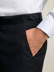 Men Wool Check Slim-Fit Suit Trousers in Navy