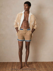 Men | Ché Stripe-Trim Swim Shorts in Camel