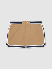 Men | Ché Stripe-Trim Swim Shorts in Camel