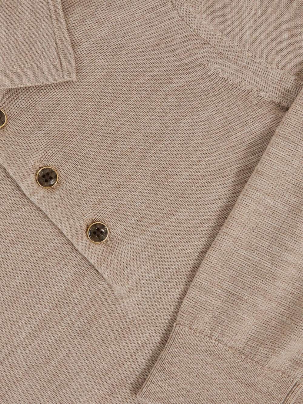 Children & Baby 9-13 yrs Merino Wool Long-Sleeve Polo Shirt in Wheat Melange
