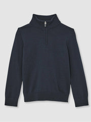 Children & Baby 3-9 yrs Merino Wool Half-Zip Funnel Neck Jumper in Midnight Navy