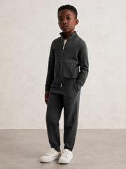 Children & Baby 3-9 yrs Merino Wool-Blend Zip-Through Cardigan in Derby Grey Melange