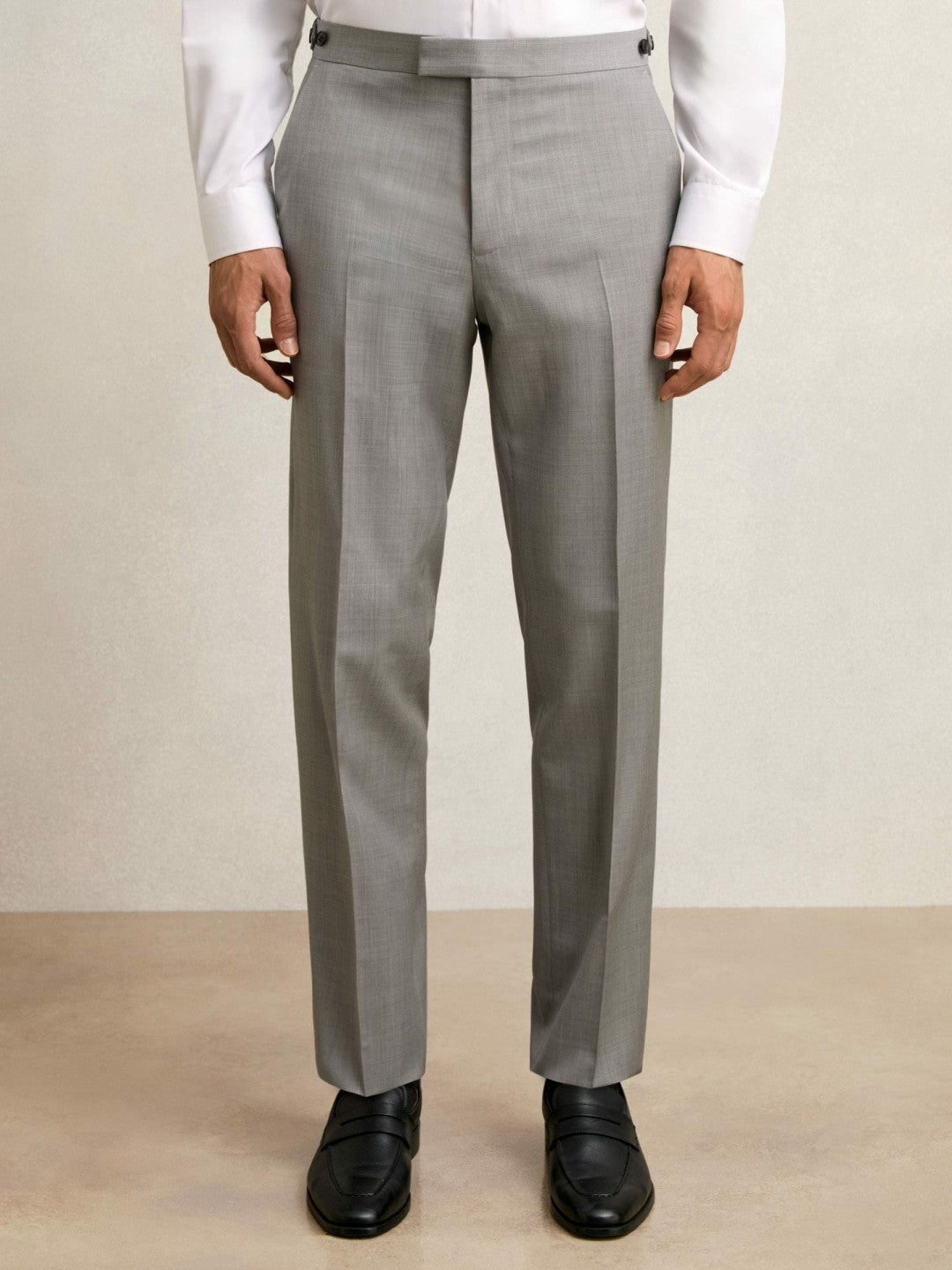 Men Slim-Fit Wool Suit Trousers in Mid Grey