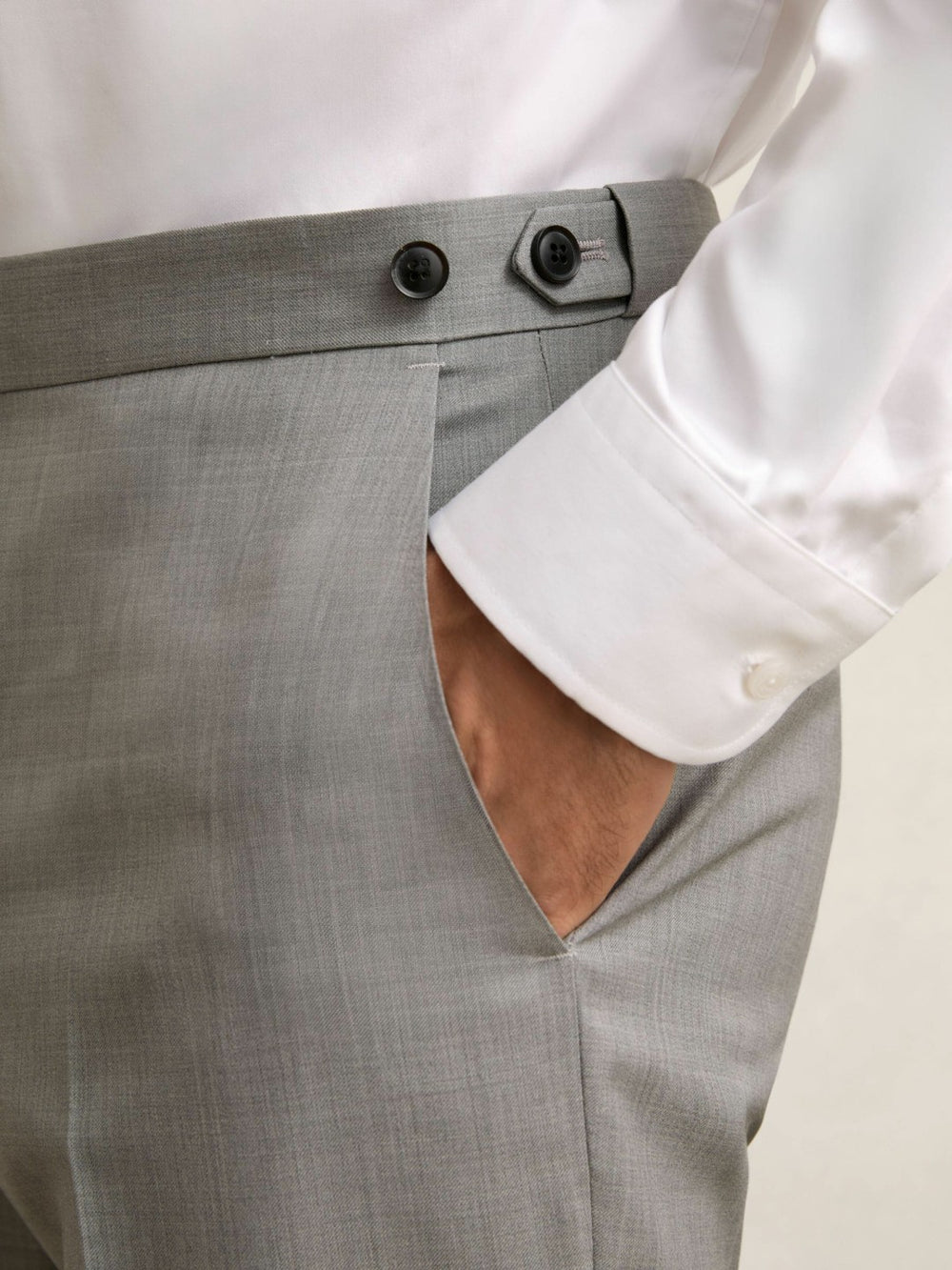 Men Slim-Fit Wool Suit Trousers in Mid Grey