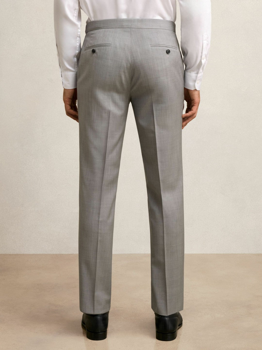 Men Slim-Fit Wool Suit Trousers in Mid Grey