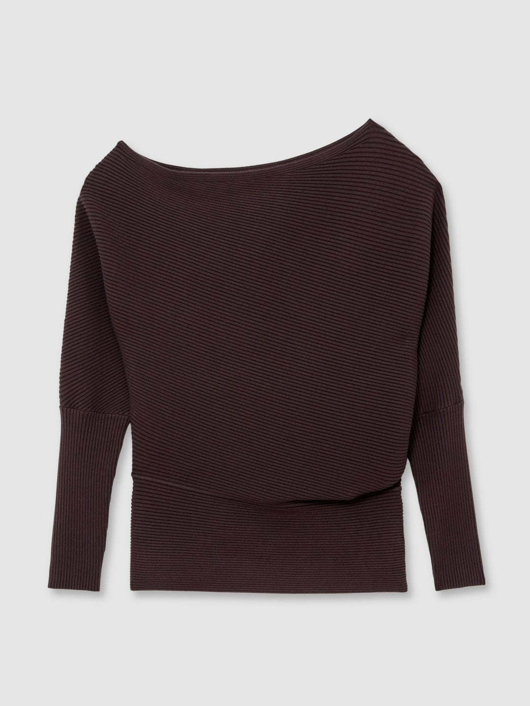 Women Asymmetric Draped Knitted Jumper in Plum