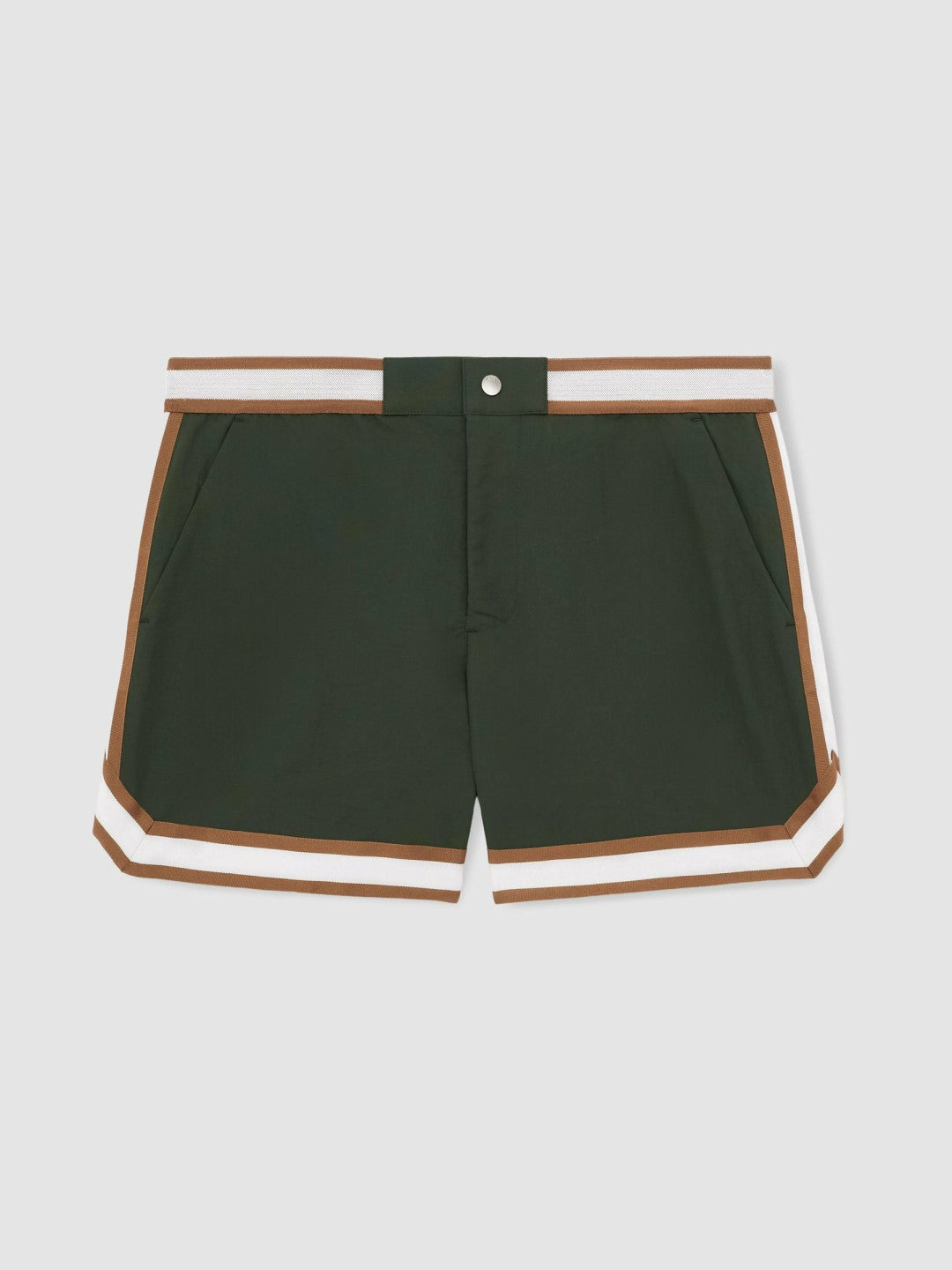 Men | Ché Stripe-Trim Swim Shorts in Pine Green