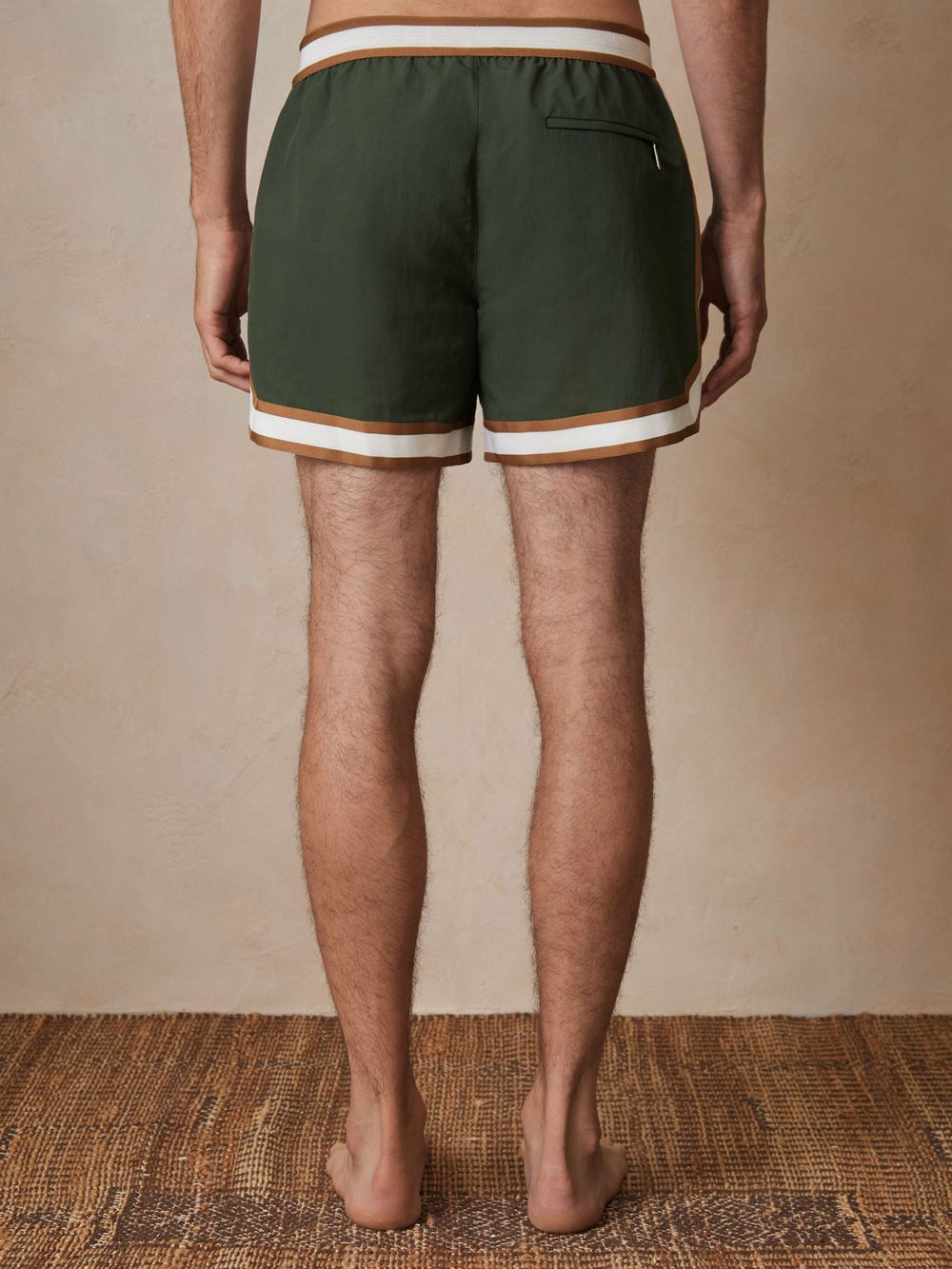 Men | Ché Stripe-Trim Swim Shorts in Pine Green