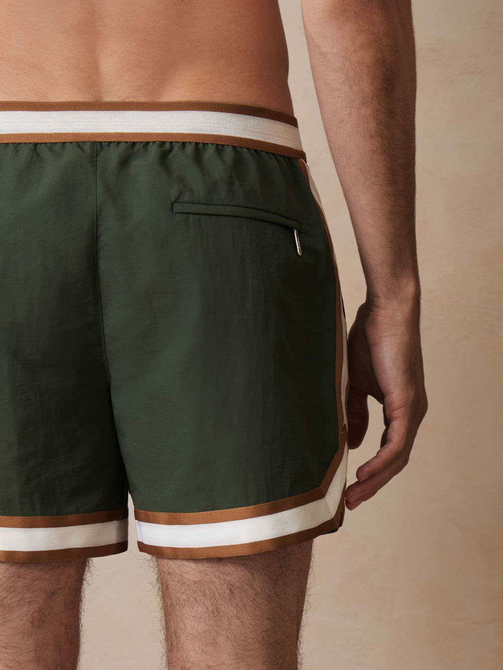 Men | Ché Stripe-Trim Swim Shorts in Pine Green
