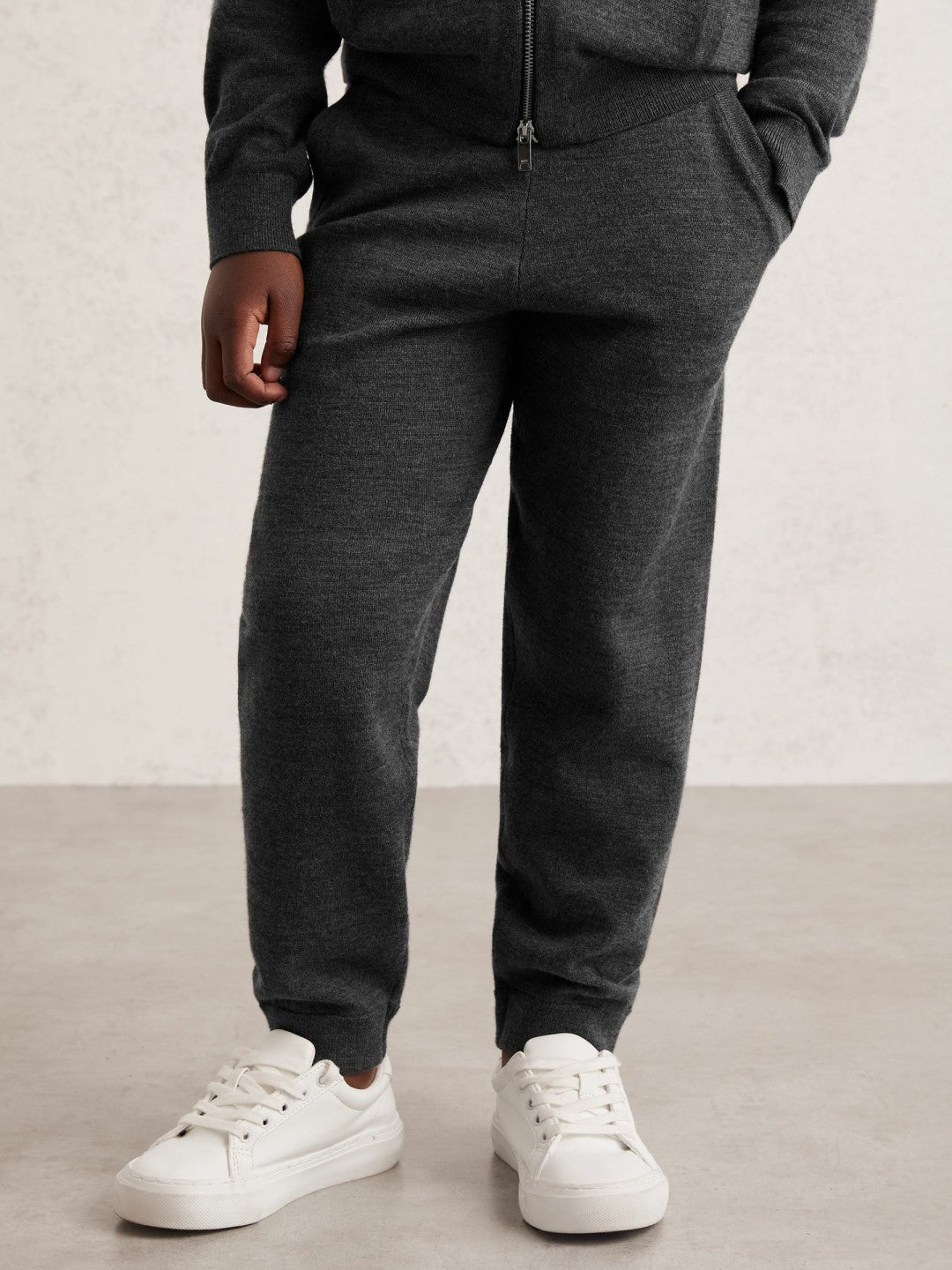 Children & Baby 9-13 yrs Merino Wool Cuffed Joggers in Derby Grey Melange
