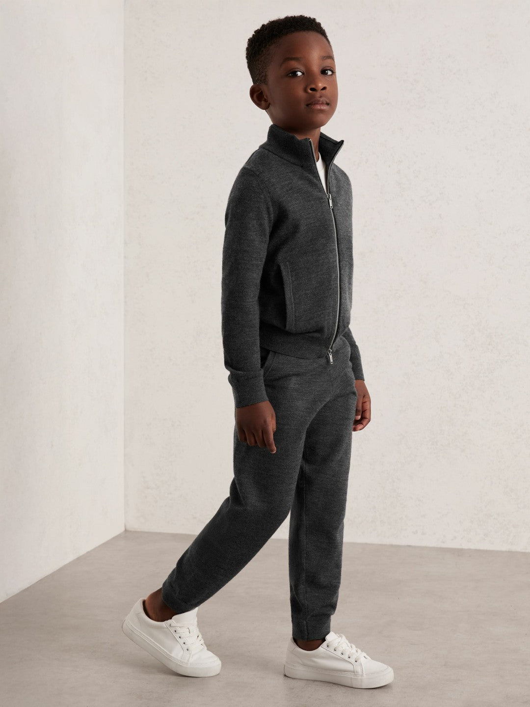 Children & Baby 9-13 yrs Merino Wool Cuffed Joggers in Derby Grey Melange