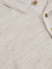 Children & Baby 3-9 yrs Merino Wool Short Sleeve Polo Shirt in Wicker Melange