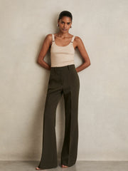 Women Stretch-Cotton D-Ring Strap Vest in Neutral