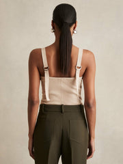 Women Stretch-Cotton D-Ring Strap Vest in Neutral