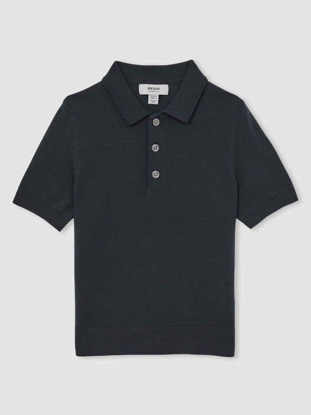 Children & Baby 9-13 yrs Merino Wool Short Sleeve Polo Shirt in Midnight Navy