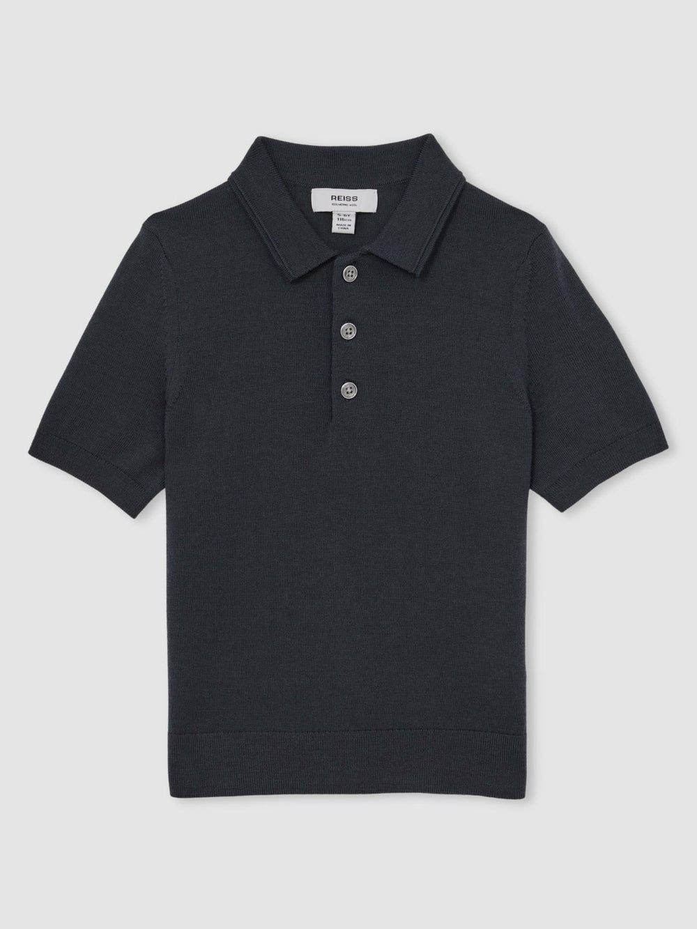 Children & Baby 9-13 yrs Merino Wool Short Sleeve Polo Shirt in Midnight Navy