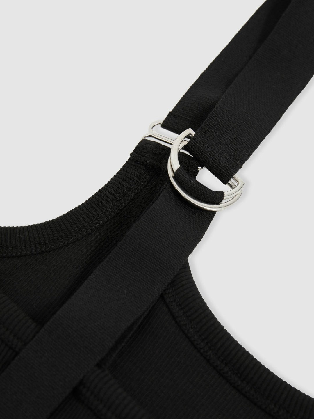 Women Stretch-Cotton D-Ring Strap Vest in Black