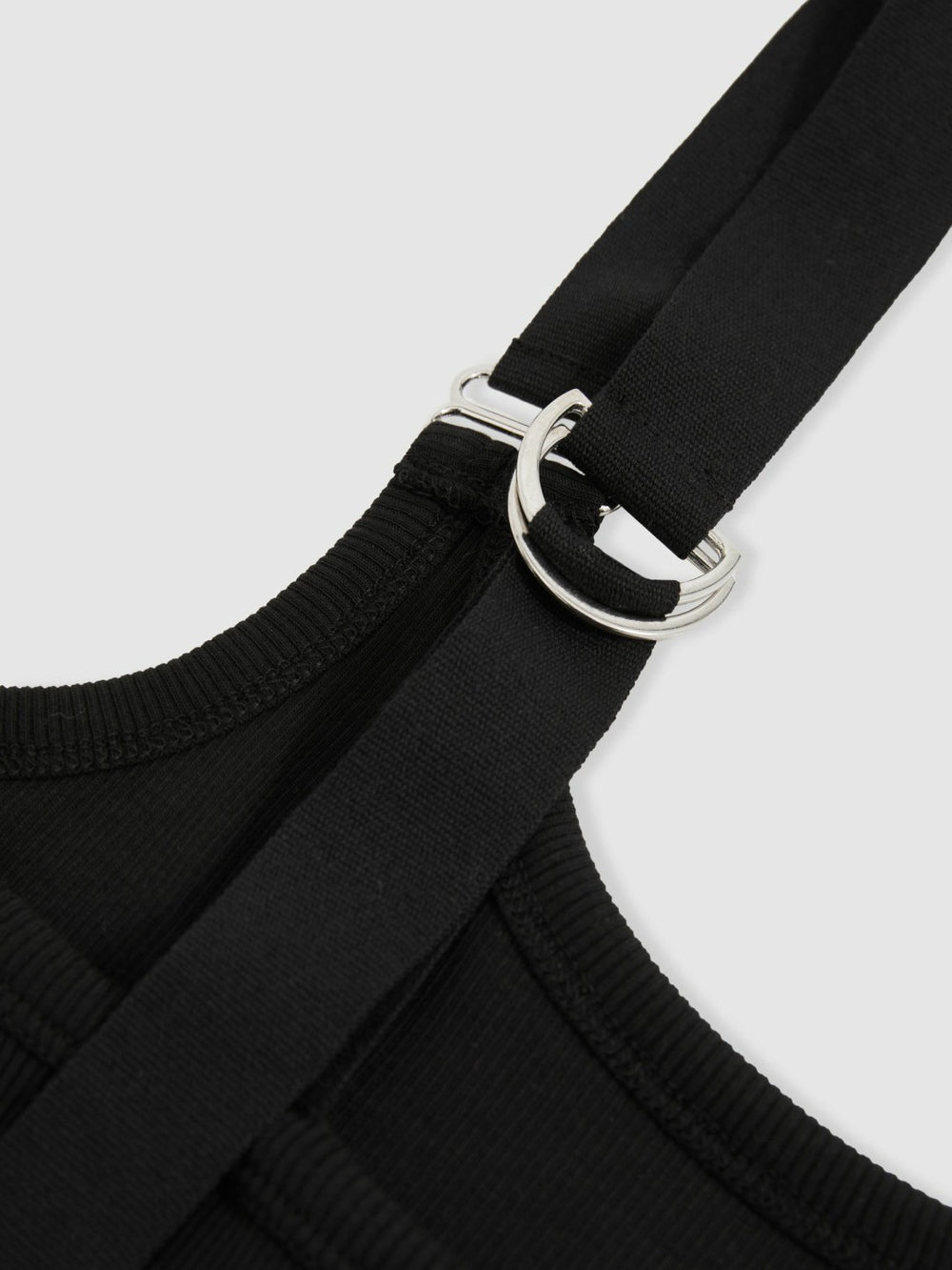 Women Stretch-Cotton D-Ring Strap Vest in Black