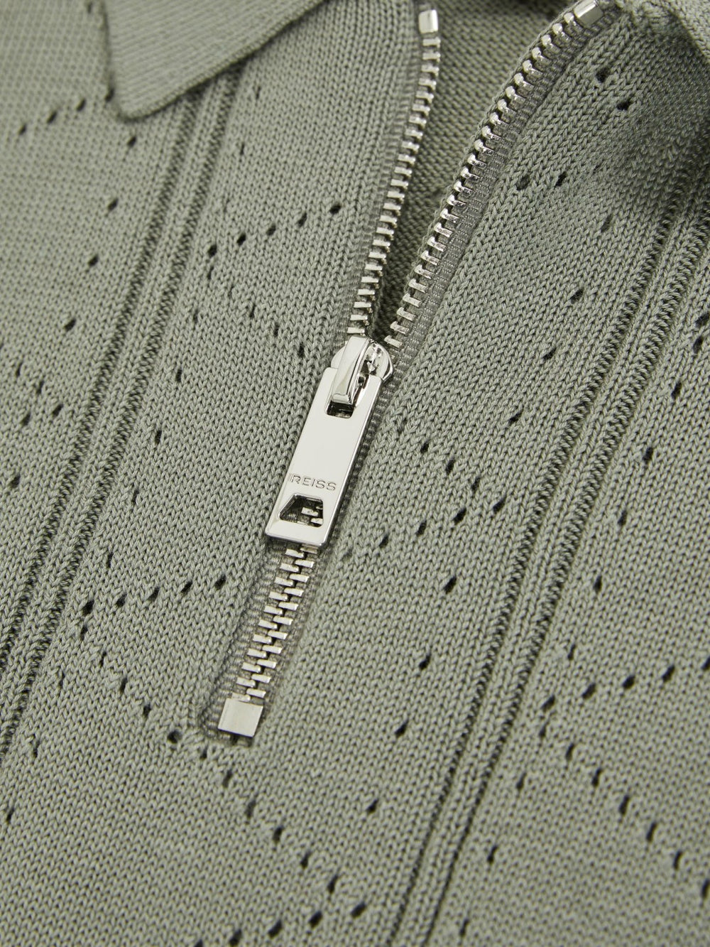 Children & Baby 9-13 yrs Half-Zip Pointelle Polo Shirt in Sage
