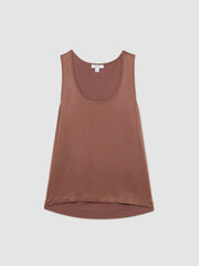 Women Silk-Front Cami Top in Mocha Brown