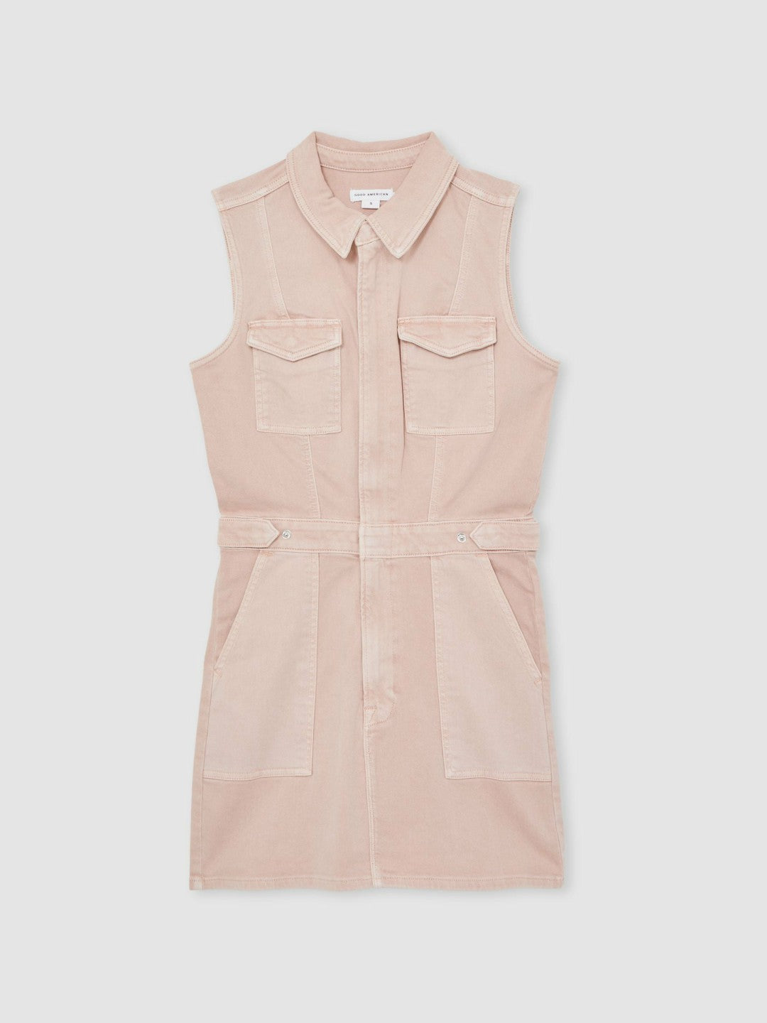Women Good American Denim Zipped Mini Dress in Petal Pink