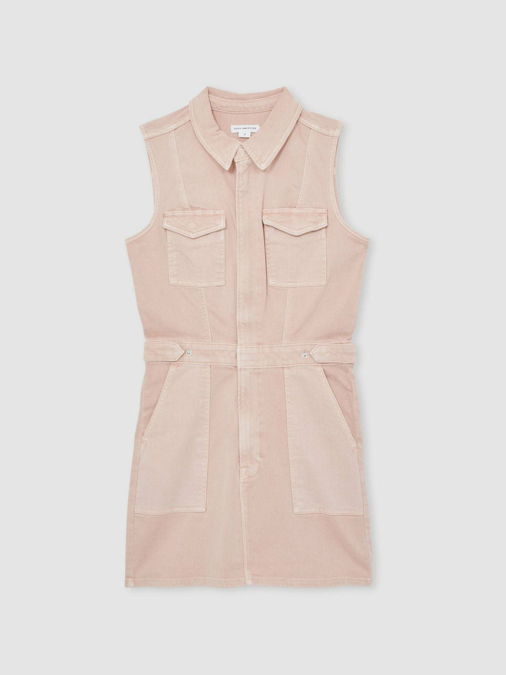 Women Good American Denim Zipped Mini Dress in Petal Pink