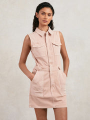 Women Good American Denim Zipped Mini Dress in Petal Pink