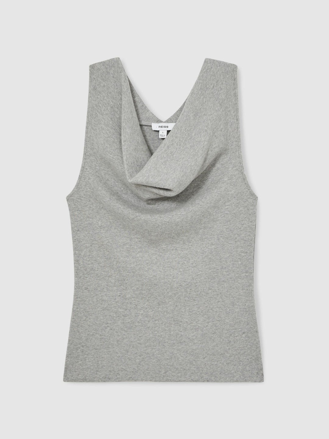 Women Ribbed Cowl-Neck Vest in Grey Marl