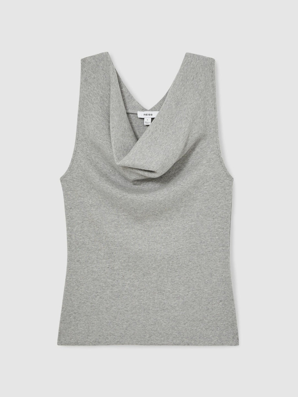 Women Ribbed Cowl-Neck Vest in Grey Marl