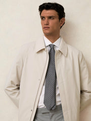 Men Hybrid Removable Funnel Neck Overcoat in Light Stone