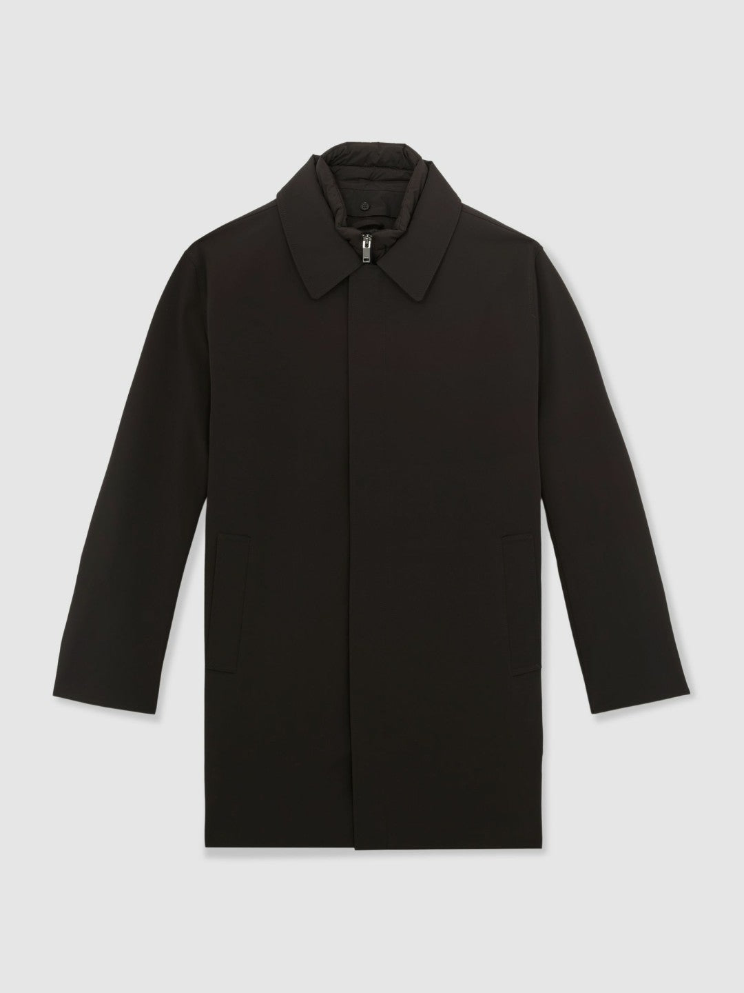 Men Hybrid Removable Funnel Neck Overcoat in Brown