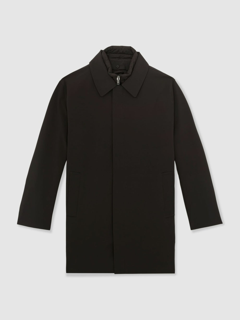 Men Hybrid Removable Funnel Neck Overcoat in Brown