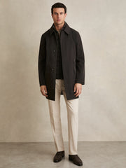 Men Hybrid Removable Funnel Neck Overcoat in Brown
