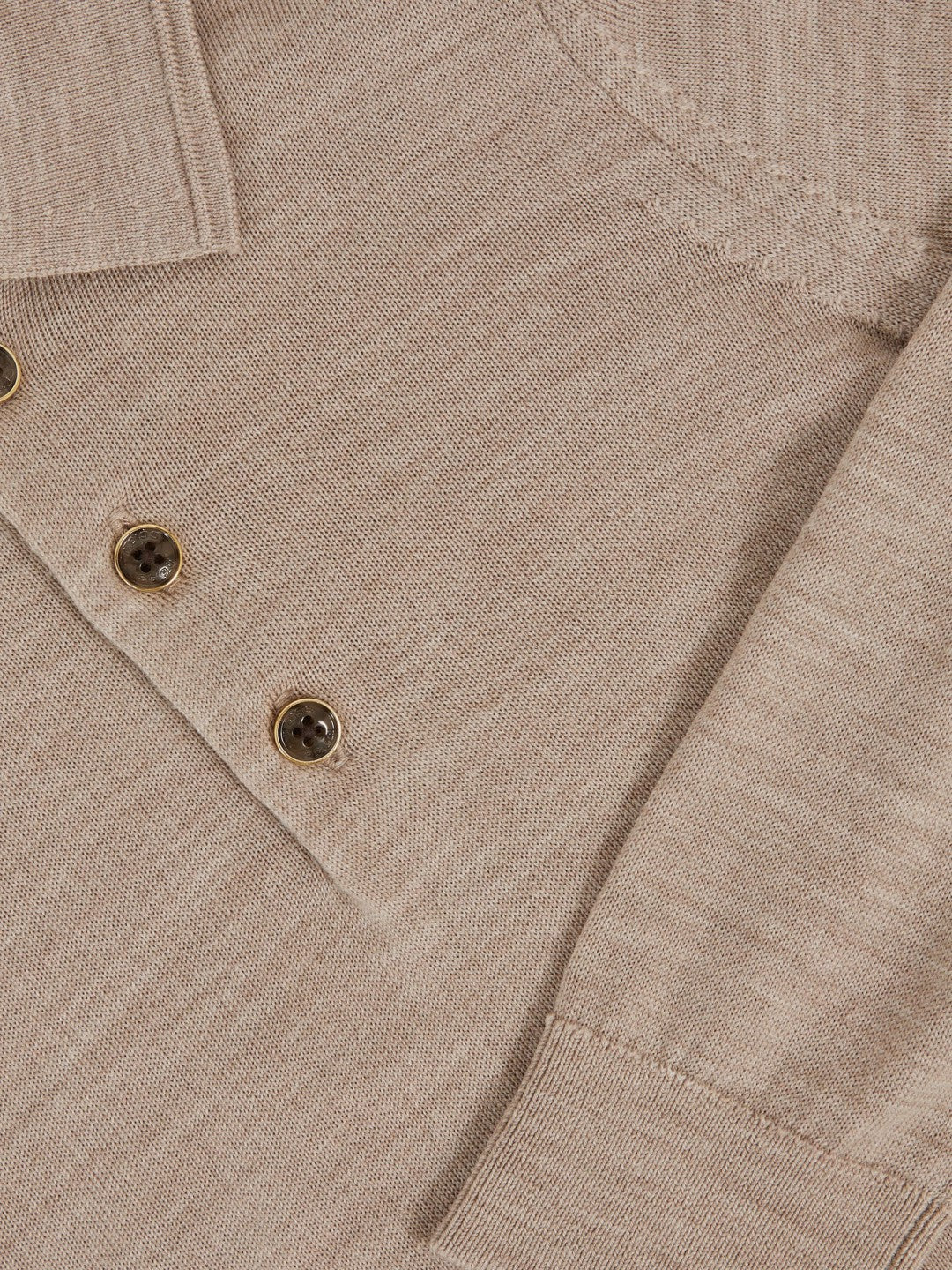 Children & Baby 13-14 yrs Merino Wool Long-Sleeve Polo Shirt in Wheat Melange