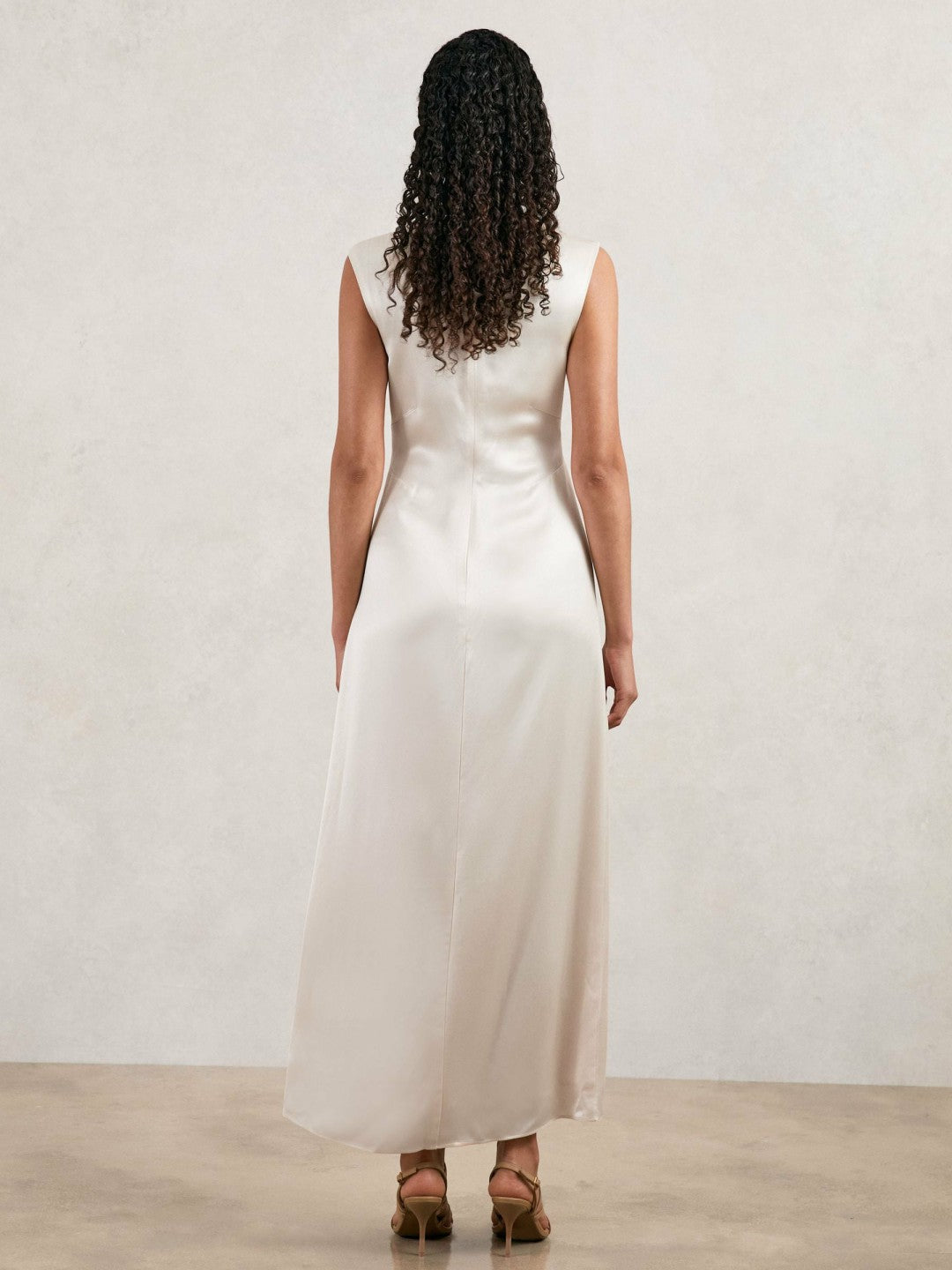 Women Acler Satin Draped Maxi Dress in Ivory