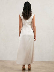 Women Acler Satin Draped Maxi Dress in Ivory