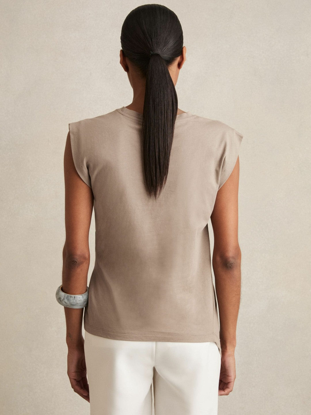 Women Cotton Drape T-Shirt in Taupe Neutral