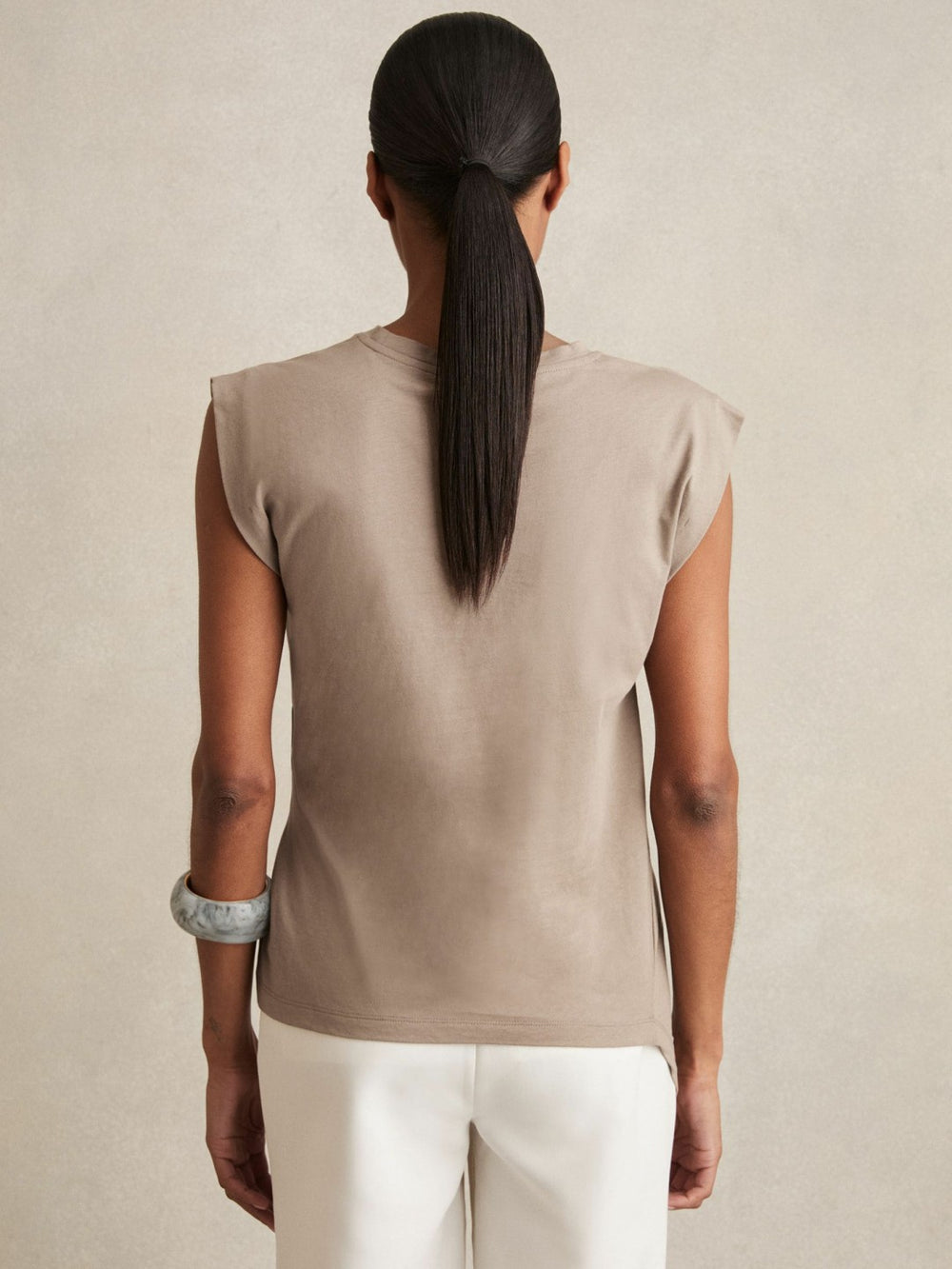 Women Cotton Drape T-Shirt in Taupe Neutral
