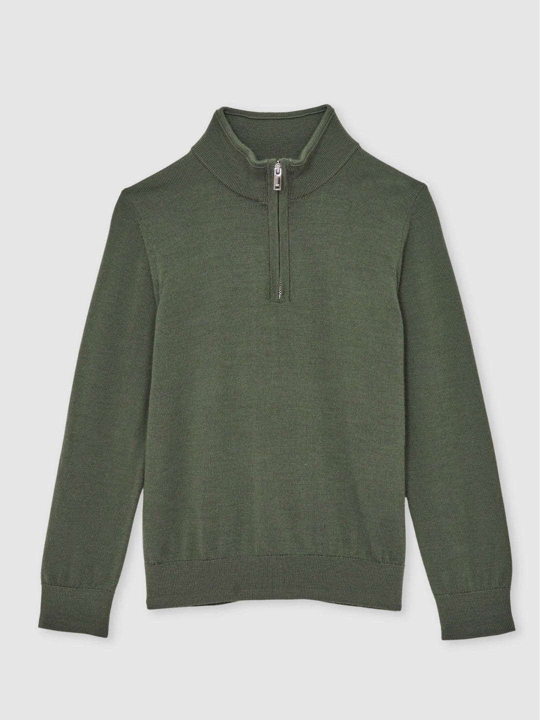 Children & Baby 13-14 yrs Merino Wool Half-Zip Funnel Neck Jumper in Kale Green