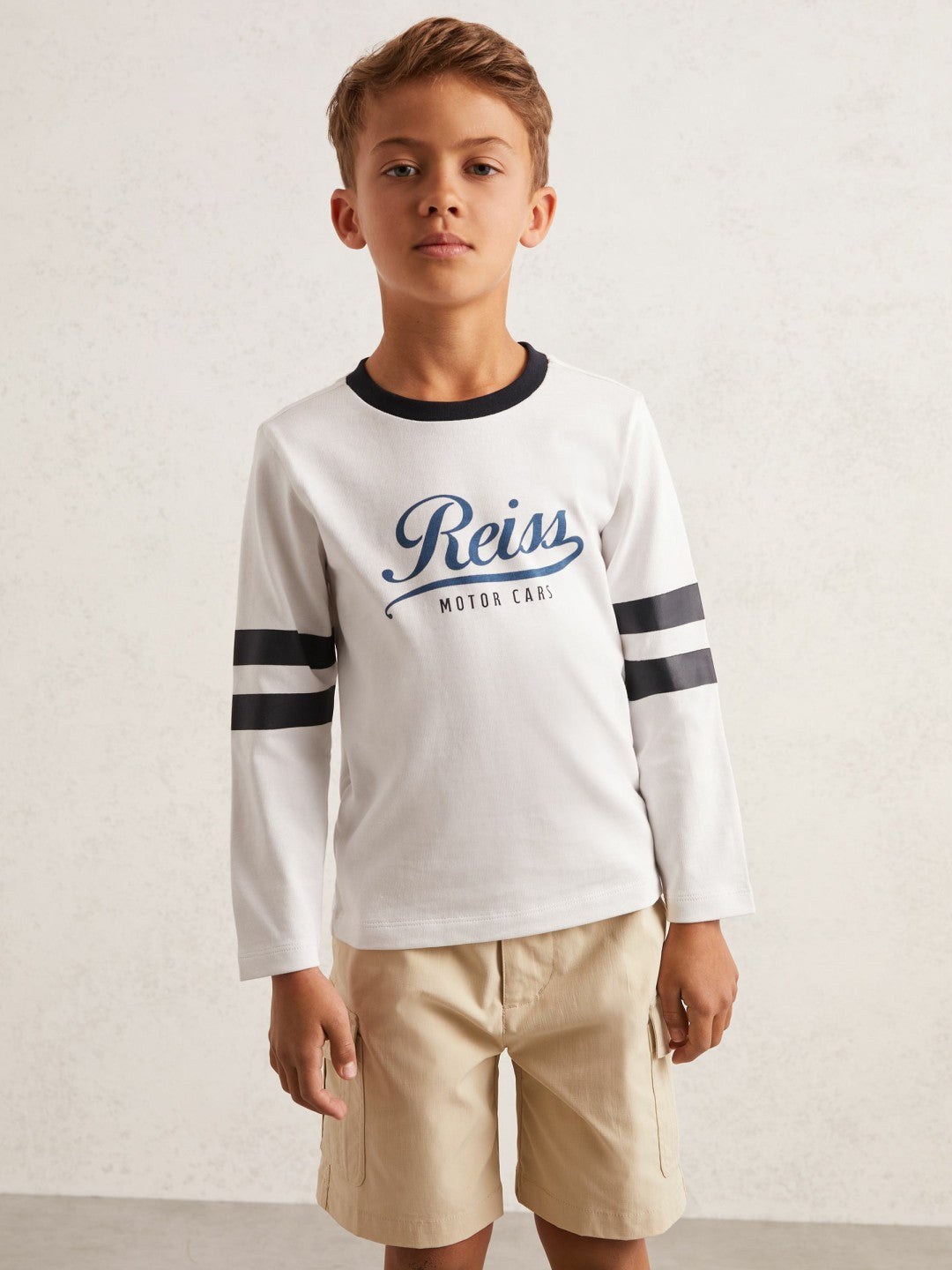 Children & Baby 9-13 yrs Cotton Motor Cars Logo T-Shirt in White/Blue
